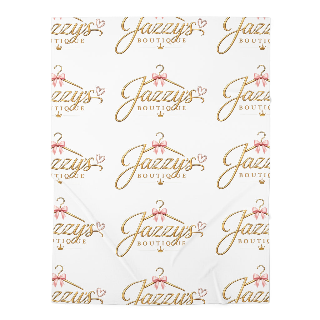 Personalized Baby Swaddle Blanket – 'Jazzy's Boutique' Logo Pattern Newborn Blanket