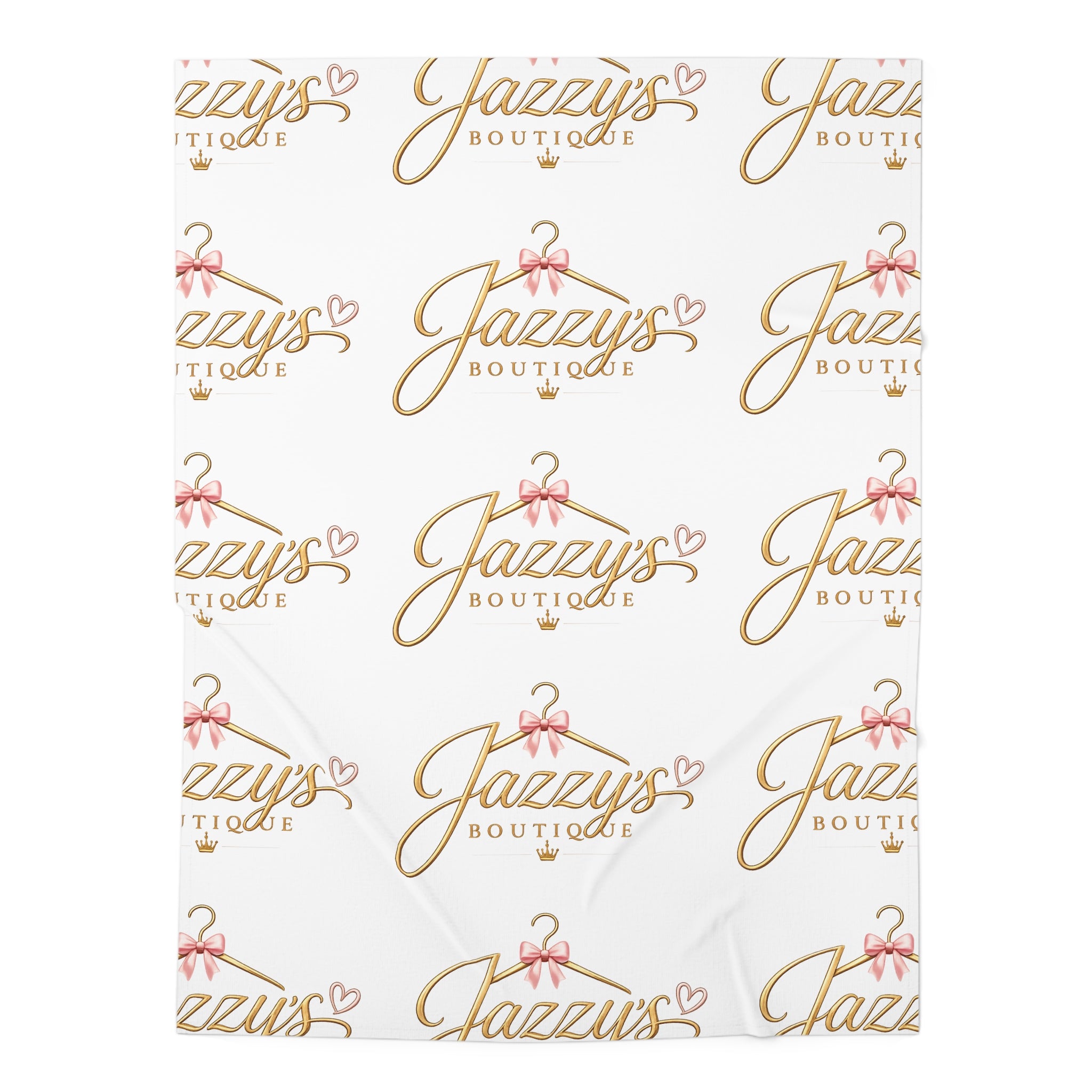 Personalized Baby Swaddle Blanket – 'Jazzy's Boutique' Logo Pattern Newborn Blanket