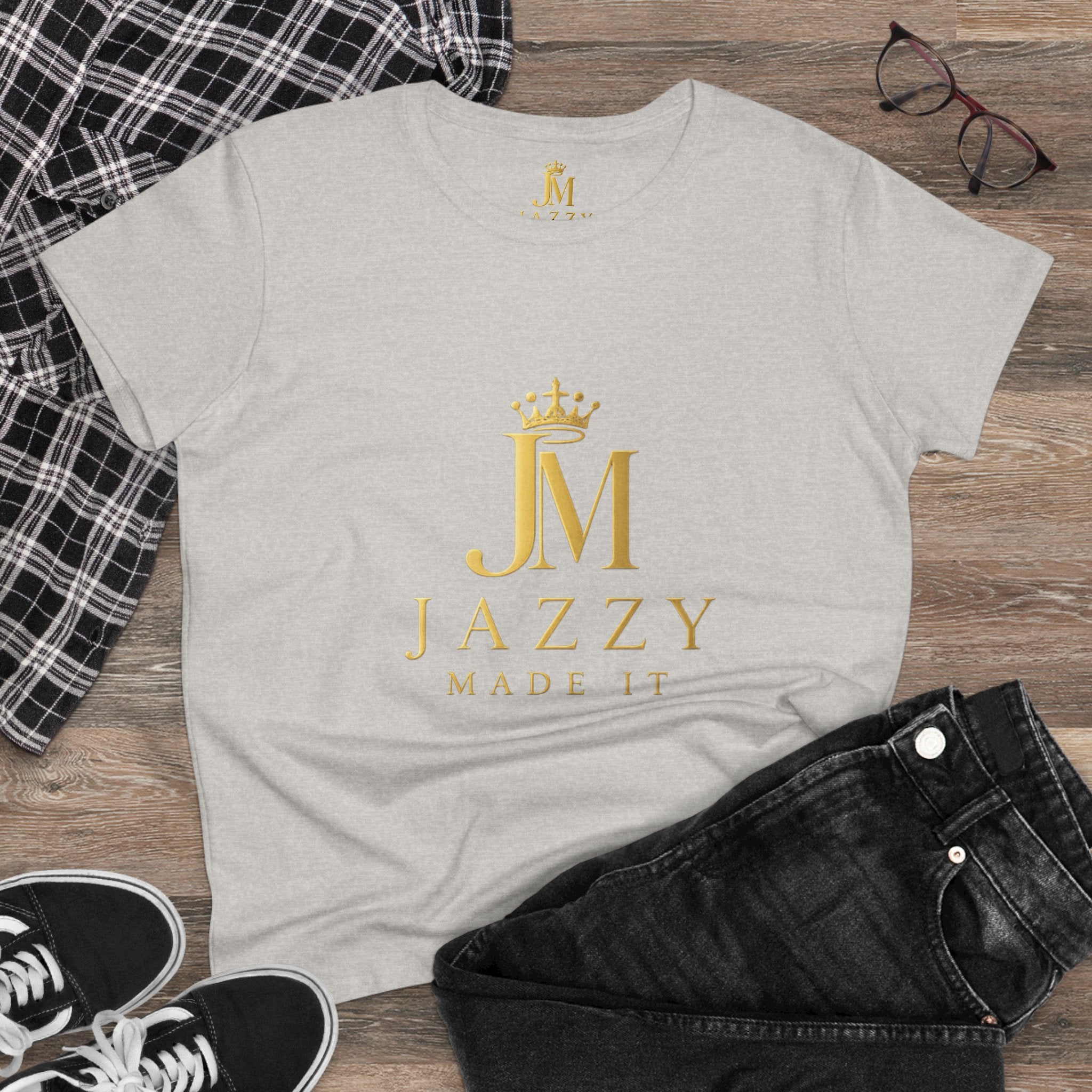 Women's Tee - "Jazzy Made It" Gold Crown Logo