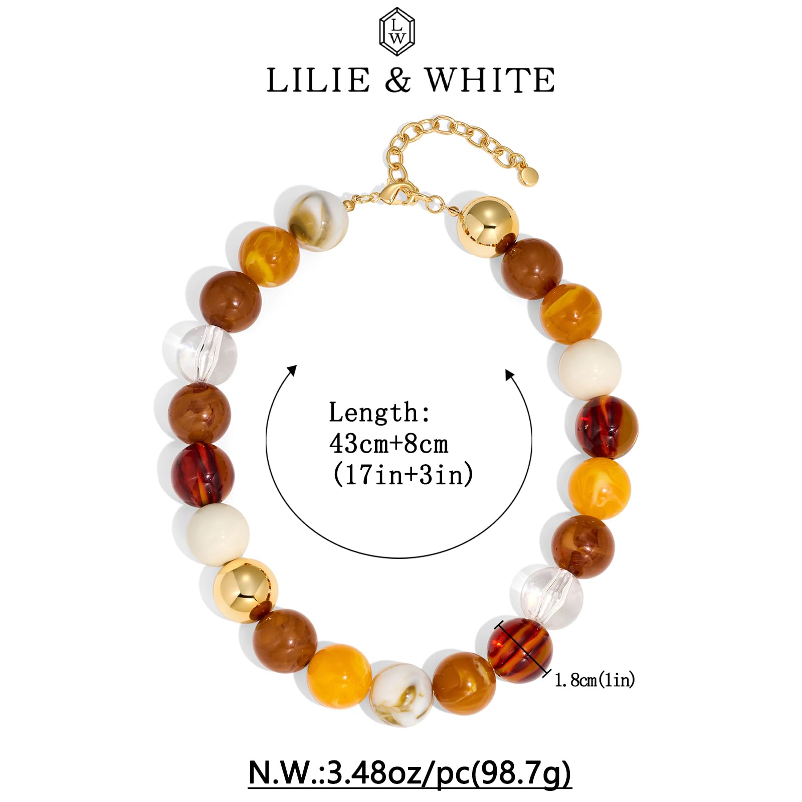LILIE&WHITE Colorful Chunky Bead Necklaces For Women Trendy Boho Collar Statement Necklace Choker Summer Beach Jewelry Birthday Gift For Her