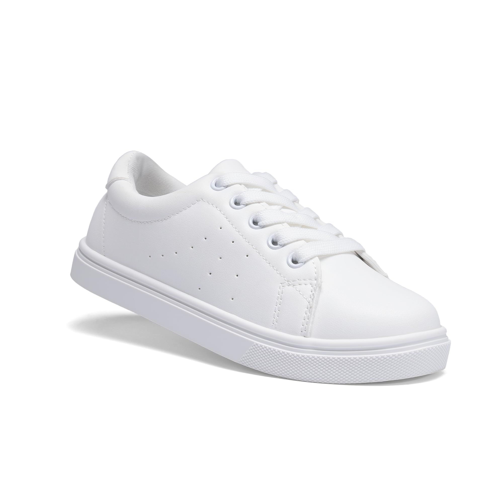 FabKids Kids Sneakers Boys Girls White Shoes Low Top Lace Up Footwear for Toddler Little Kid Big Kid