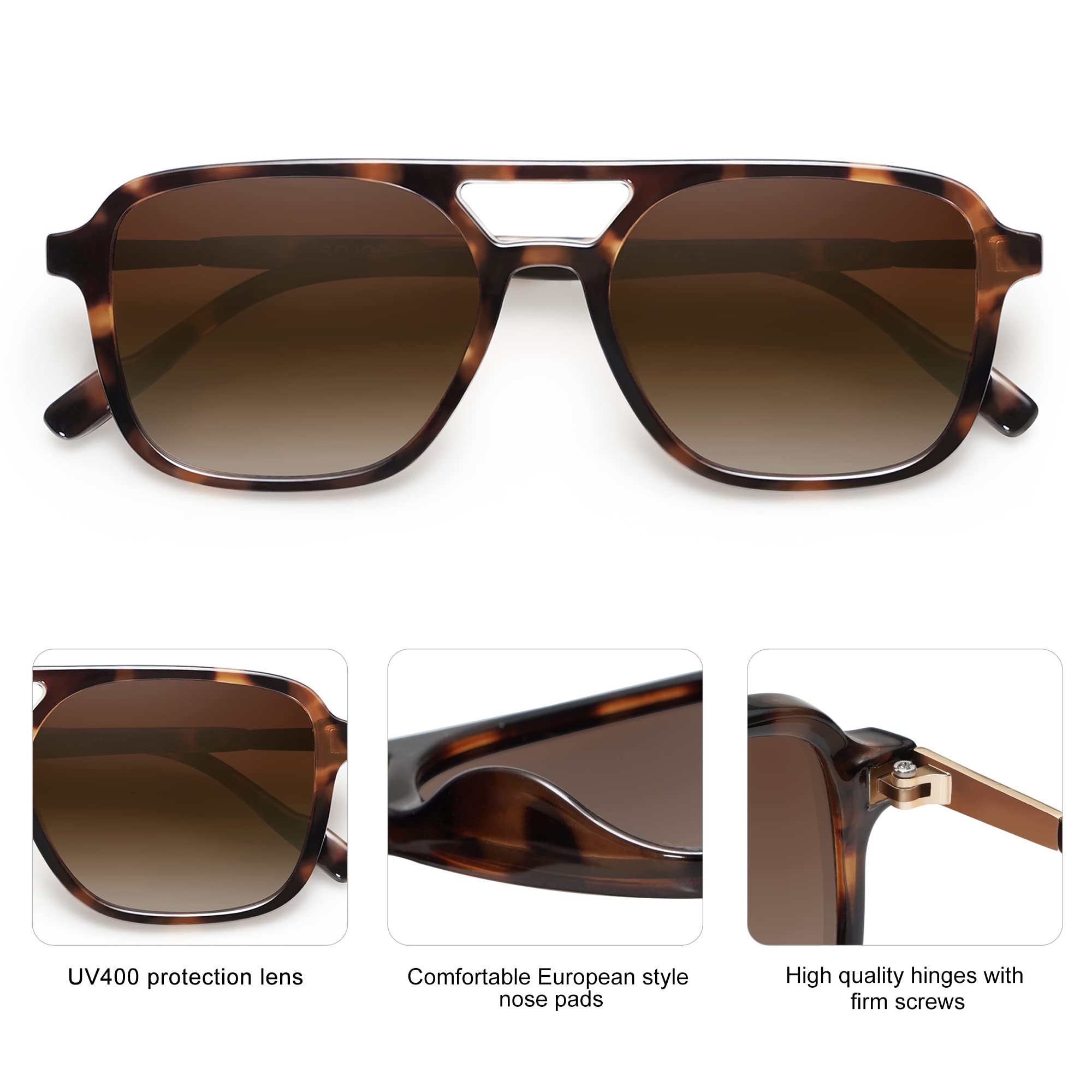 SOJOS Retro Aviator Sunglasses for Women Men,Trendy Rectangle Womens Mens Shades Sun Glasses SJ2202
