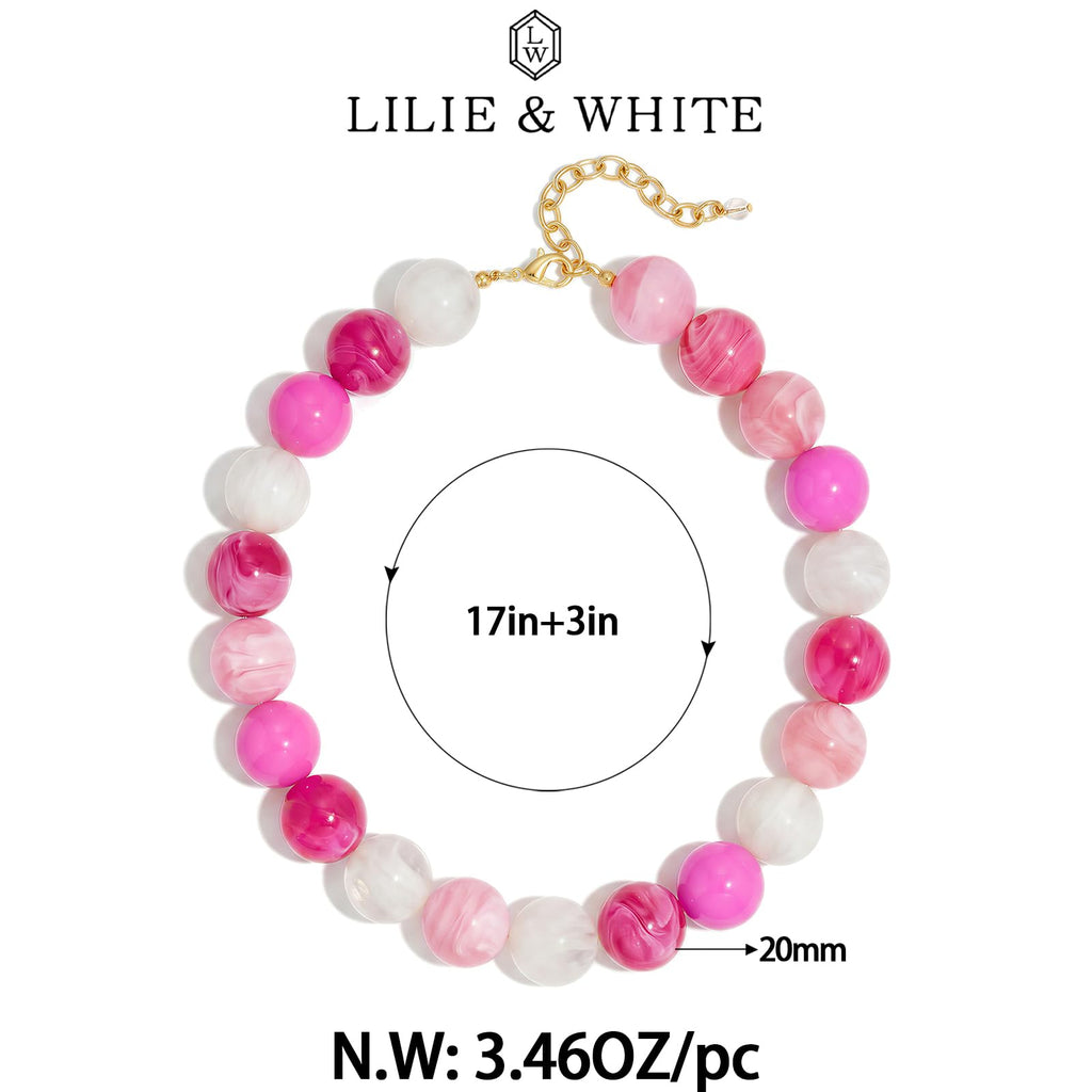 LILIE&WHITE Colorful Chunky Bead Necklaces For Women Trendy Boho Collar Statement Necklace Choker Summer Beach Jewelry Birthday Gift For Her