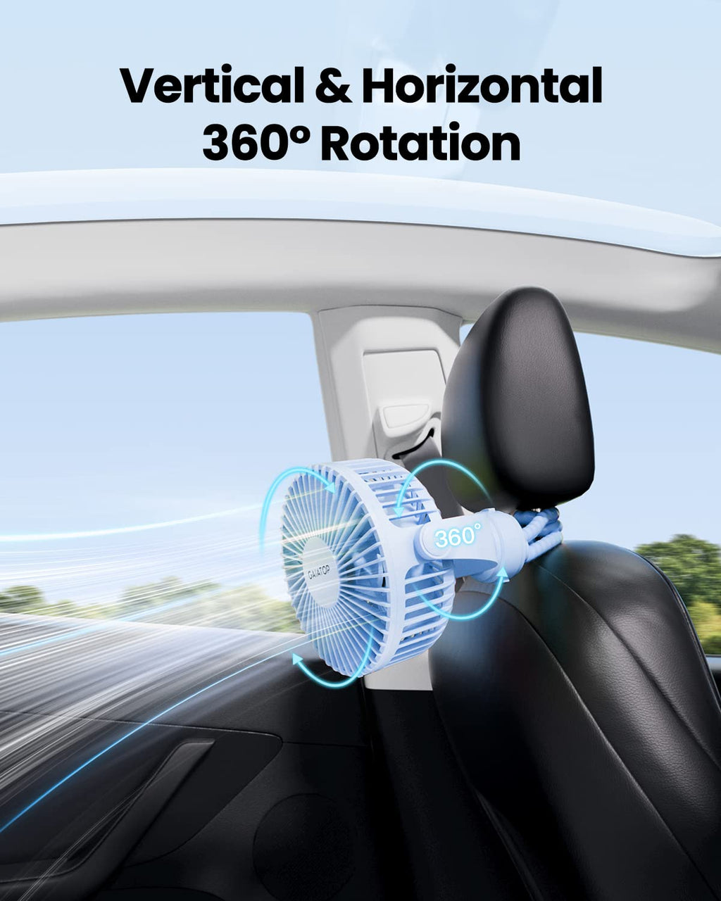 Gaiatop Mini Portable Stroller Fan, Battery Operated Small Clip on, Detachable 3 Speed Rechargeable, 360° Rotate Flexible Tripod Better Cooling for Car Seat Crib Treadmill Travel Black