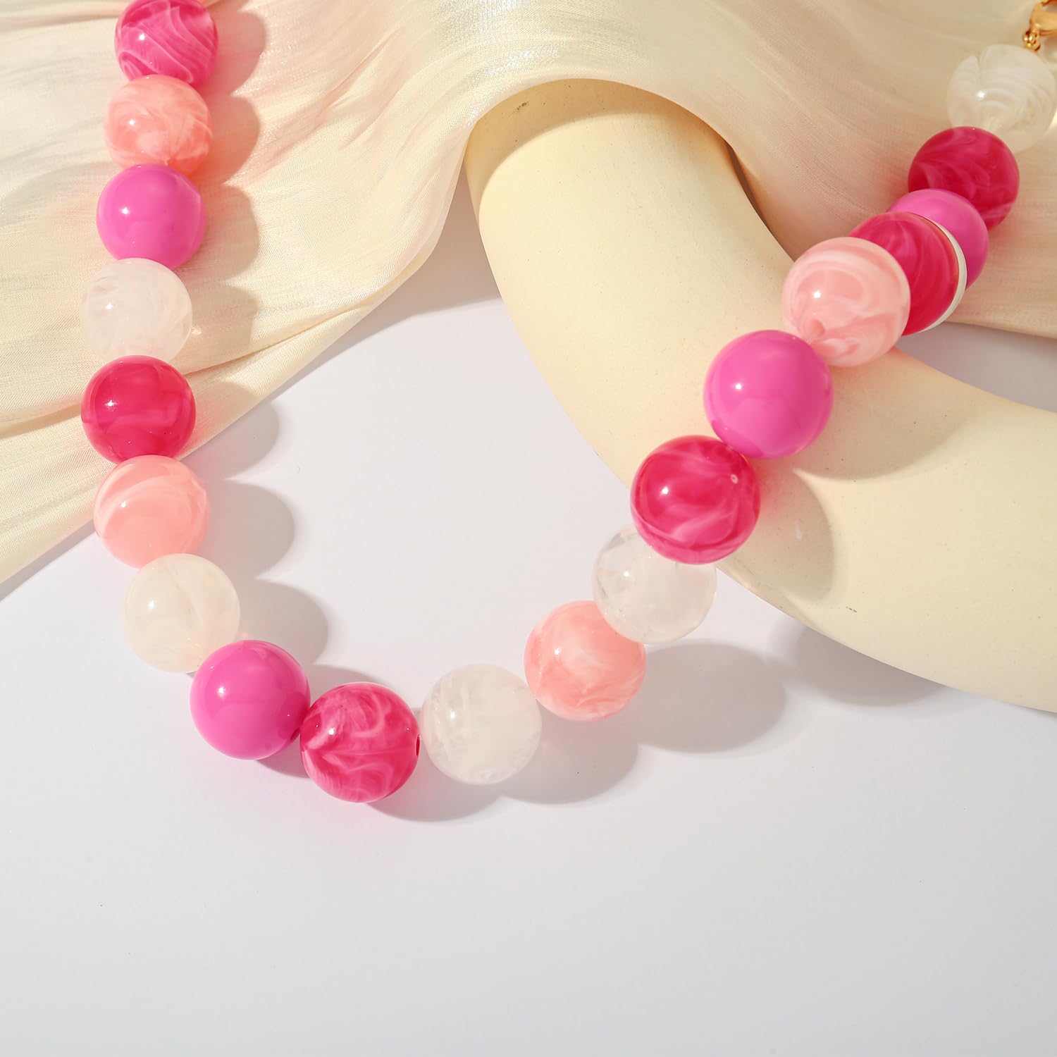 LILIE&WHITE Colorful Chunky Bead Necklaces For Women Trendy Boho Collar Statement Necklace Choker Summer Beach Jewelry Birthday Gift For Her