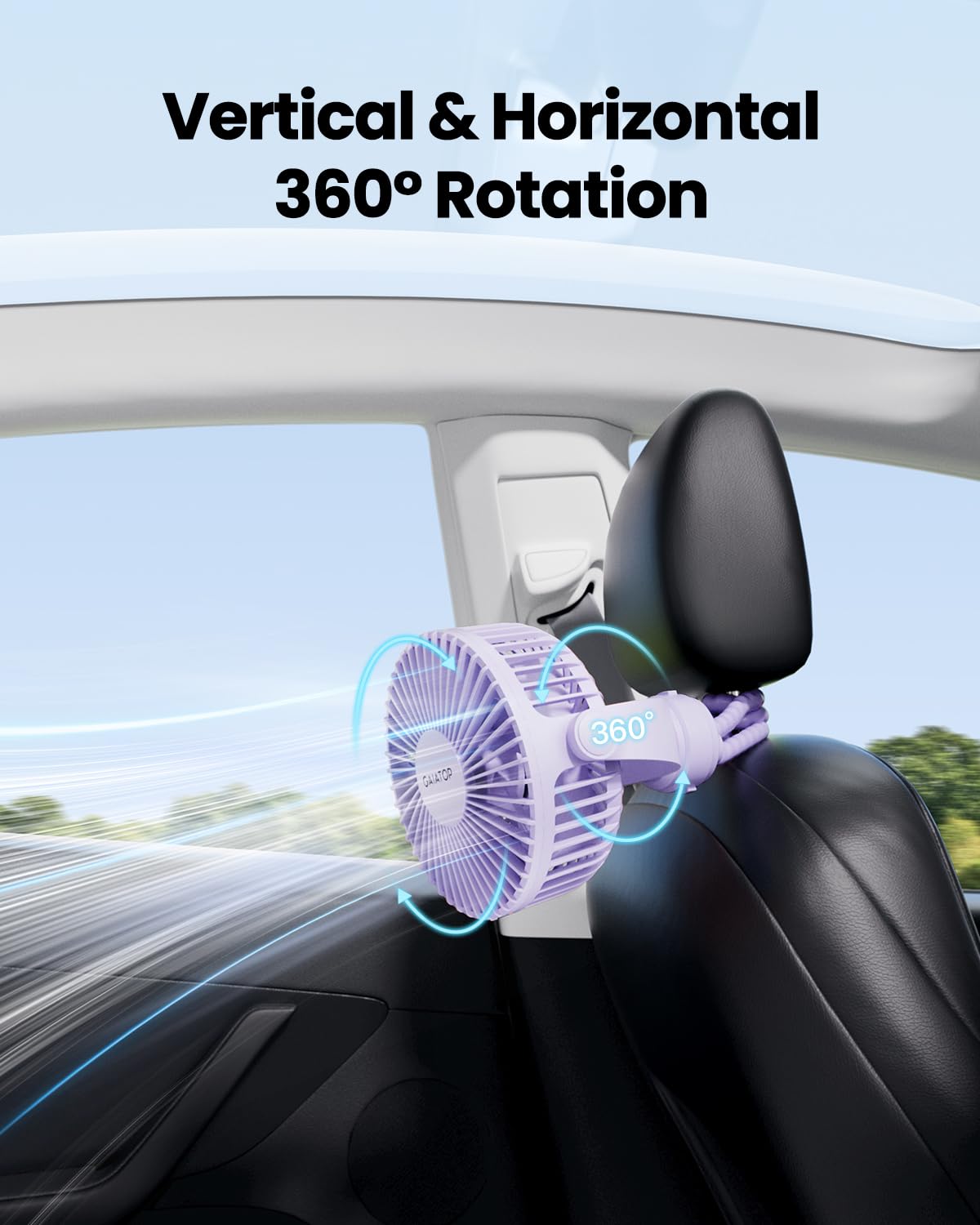 Gaiatop Mini Portable Stroller Fan, Battery Operated Small Clip on, Detachable 3 Speed Rechargeable, 360° Rotate Flexible Tripod Better Cooling for Car Seat Crib Treadmill Travel Black