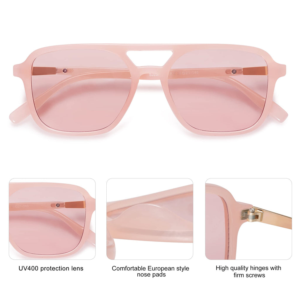 SOJOS Retro Aviator Sunglasses for Women Men,Trendy Rectangle Womens Mens Shades Sun Glasses SJ2202