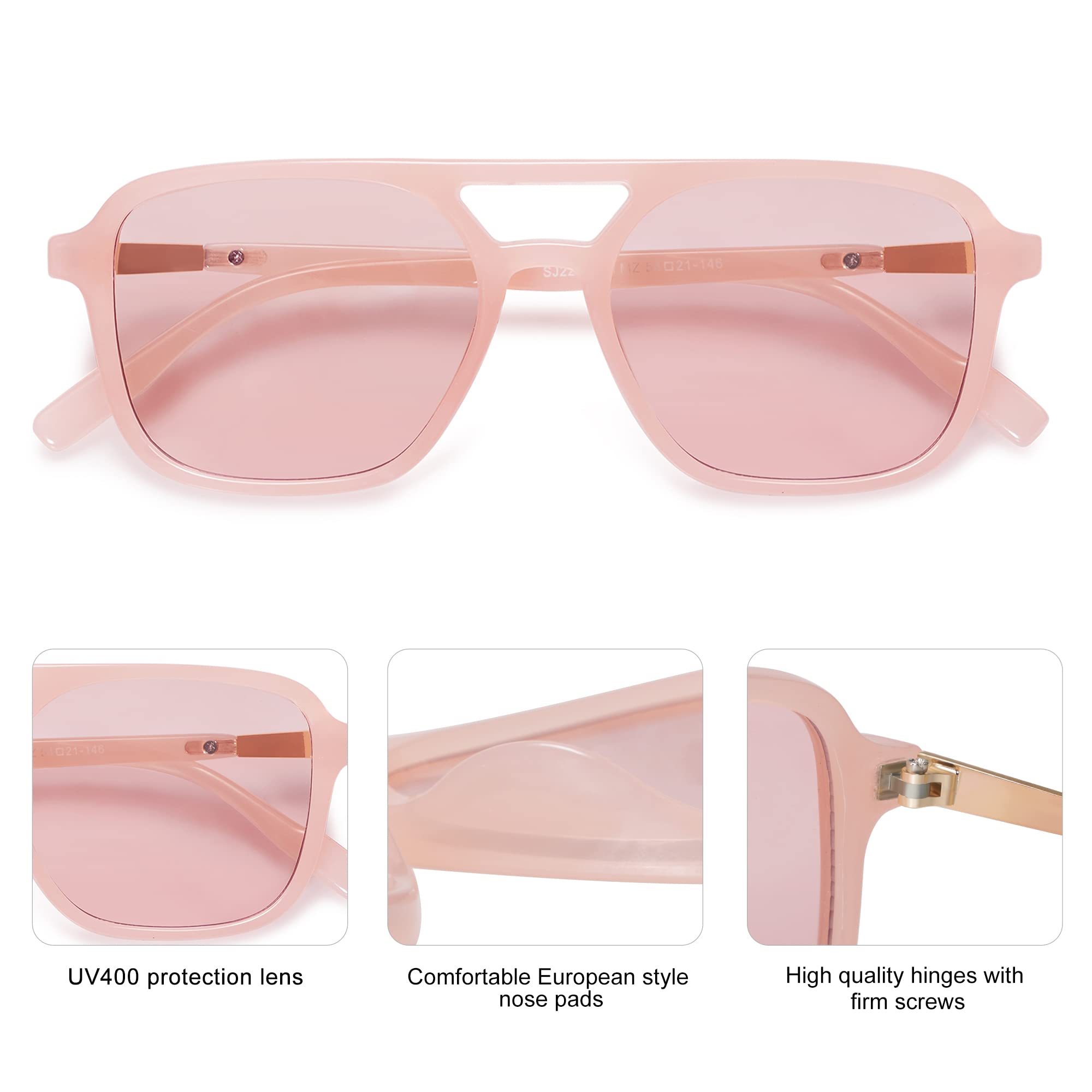 SOJOS Retro Aviator Sunglasses for Women Men,Trendy Rectangle Womens Mens Shades Sun Glasses SJ2202