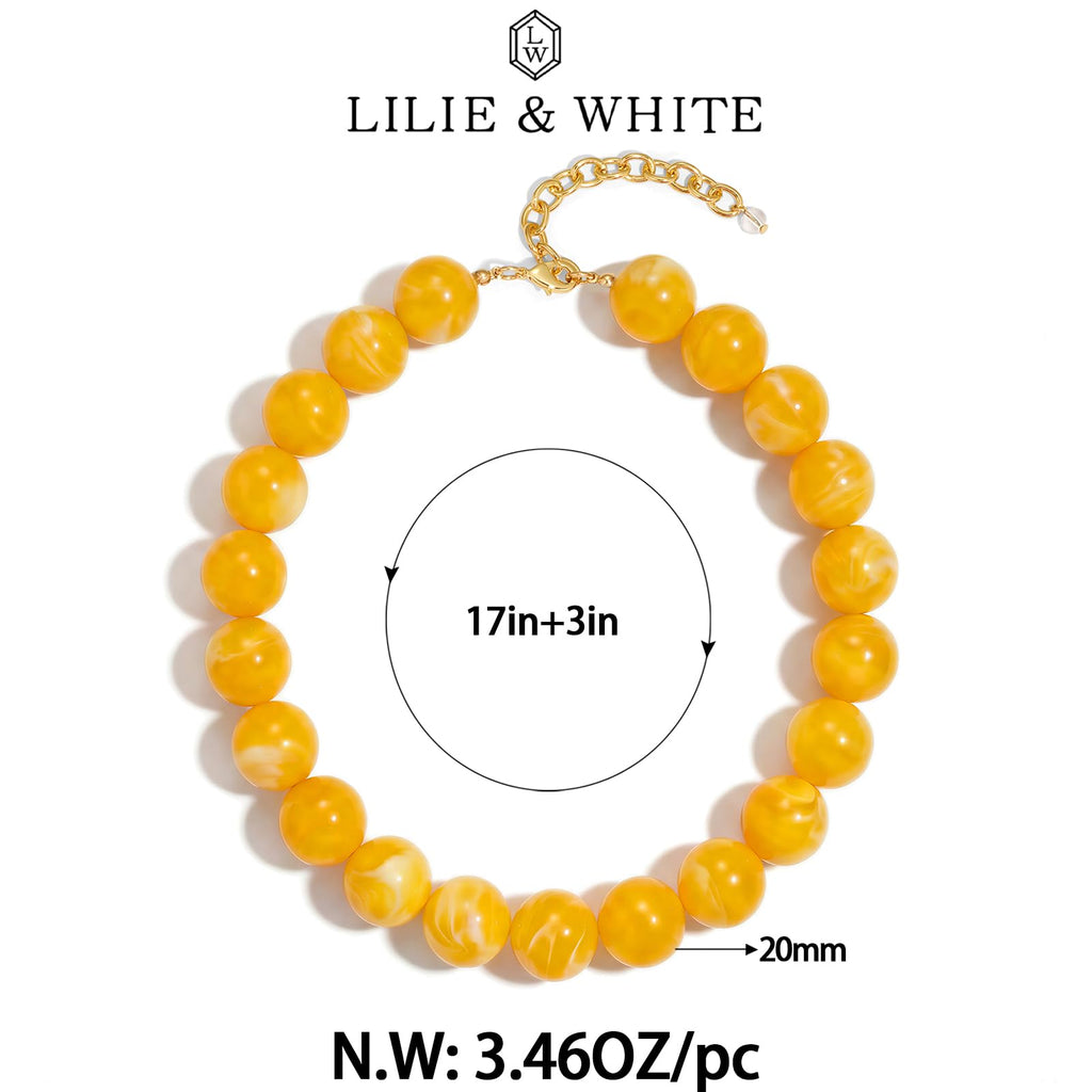 LILIE&WHITE Colorful Chunky Bead Necklaces For Women Trendy Boho Collar Statement Necklace Choker Summer Beach Jewelry Birthday Gift For Her