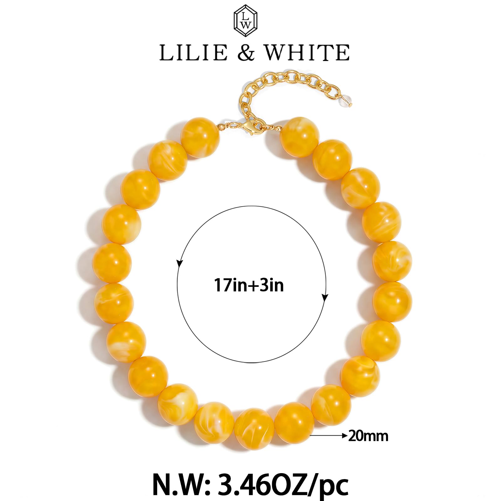 LILIE&WHITE Colorful Chunky Bead Necklaces For Women Trendy Boho Collar Statement Necklace Choker Summer Beach Jewelry Birthday Gift For Her