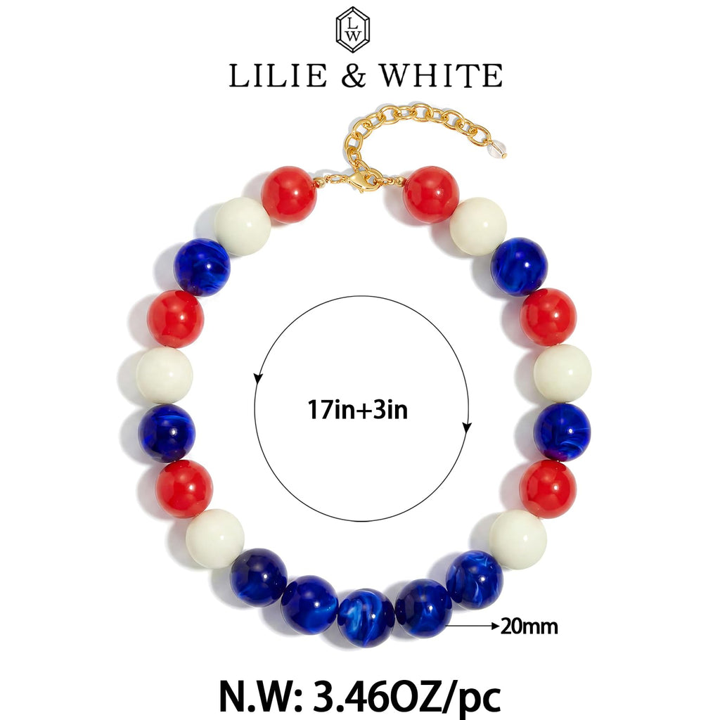 LILIE&WHITE Colorful Chunky Bead Necklaces For Women Trendy Boho Collar Statement Necklace Choker Summer Beach Jewelry Birthday Gift For Her
