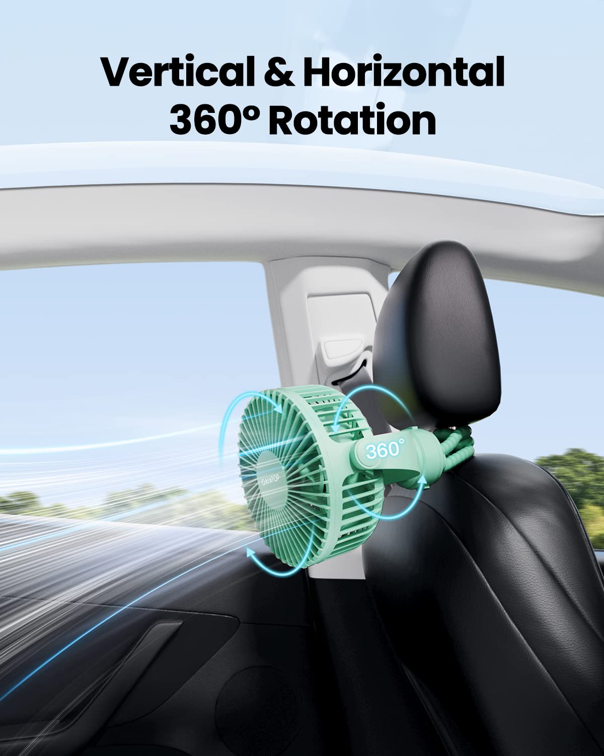 Gaiatop Mini Portable Stroller Fan, Battery Operated Small Clip on, Detachable 3 Speed Rechargeable, 360° Rotate Flexible Tripod Better Cooling for Car Seat Crib Treadmill Travel Black