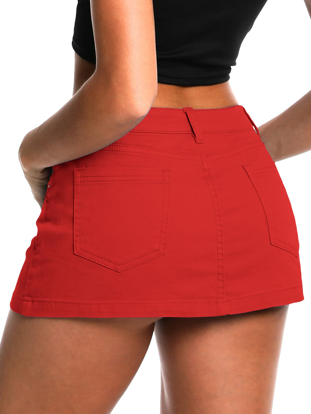 ELLEVEN Low Rise High Stretch Mini Skort Skirt for Women,Denim Skort Shorts with Pockets