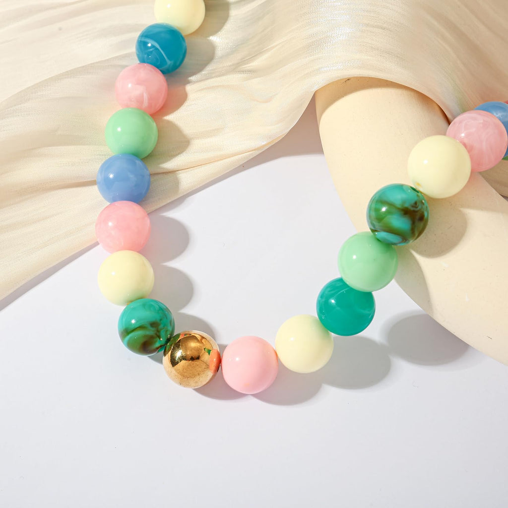 LILIE&WHITE Colorful Chunky Bead Necklaces For Women Trendy Boho Collar Statement Necklace Choker Summer Beach Jewelry Birthday Gift For Her