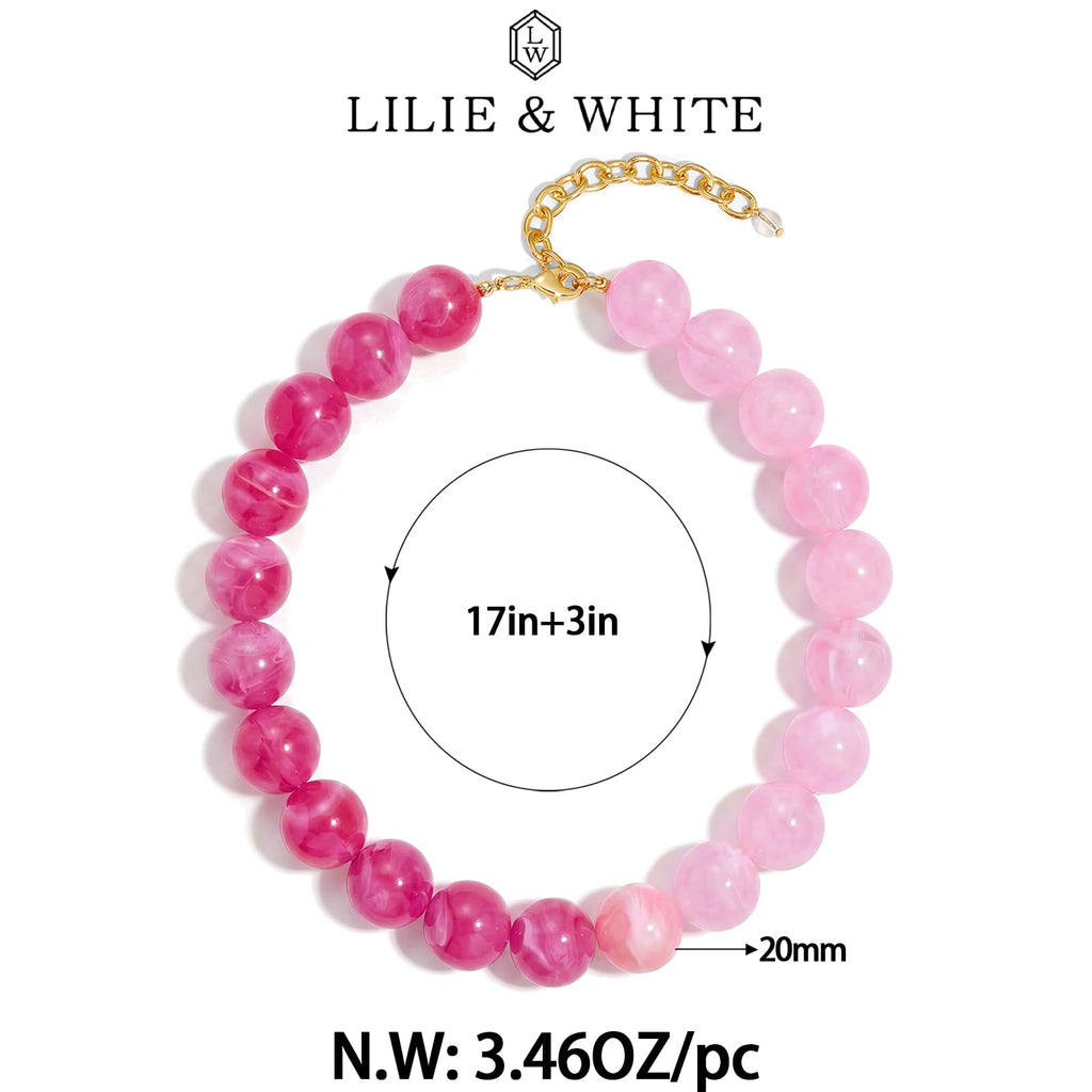 LILIE&WHITE Colorful Chunky Bead Necklaces For Women Trendy Boho Collar Statement Necklace Choker Summer Beach Jewelry Birthday Gift For Her