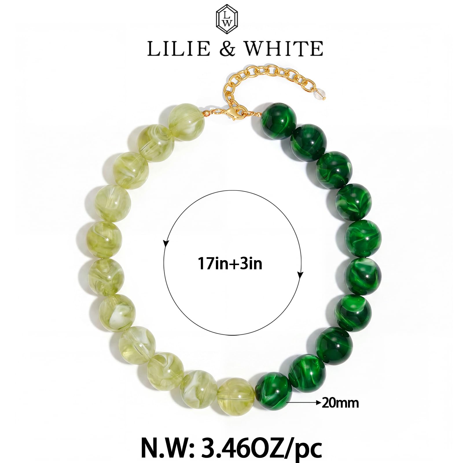 LILIE&WHITE Colorful Chunky Bead Necklaces For Women Trendy Boho Collar Statement Necklace Choker Summer Beach Jewelry Birthday Gift For Her