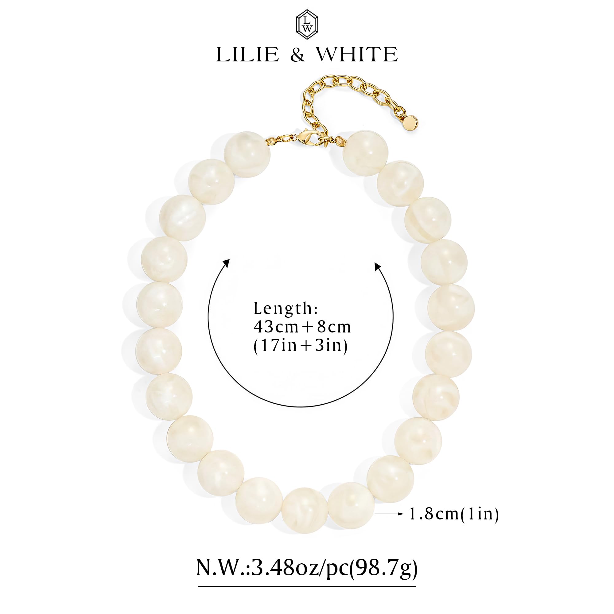 LILIE&WHITE Colorful Chunky Bead Necklaces For Women Trendy Boho Collar Statement Necklace Choker Summer Beach Jewelry Birthday Gift For Her