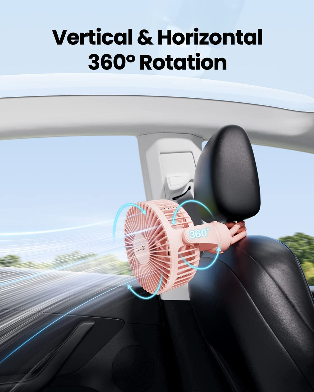 Gaiatop Mini Portable Stroller Fan, Battery Operated Small Clip on, Detachable 3 Speed Rechargeable, 360° Rotate Flexible Tripod Better Cooling for Car Seat Crib Treadmill Travel Black
