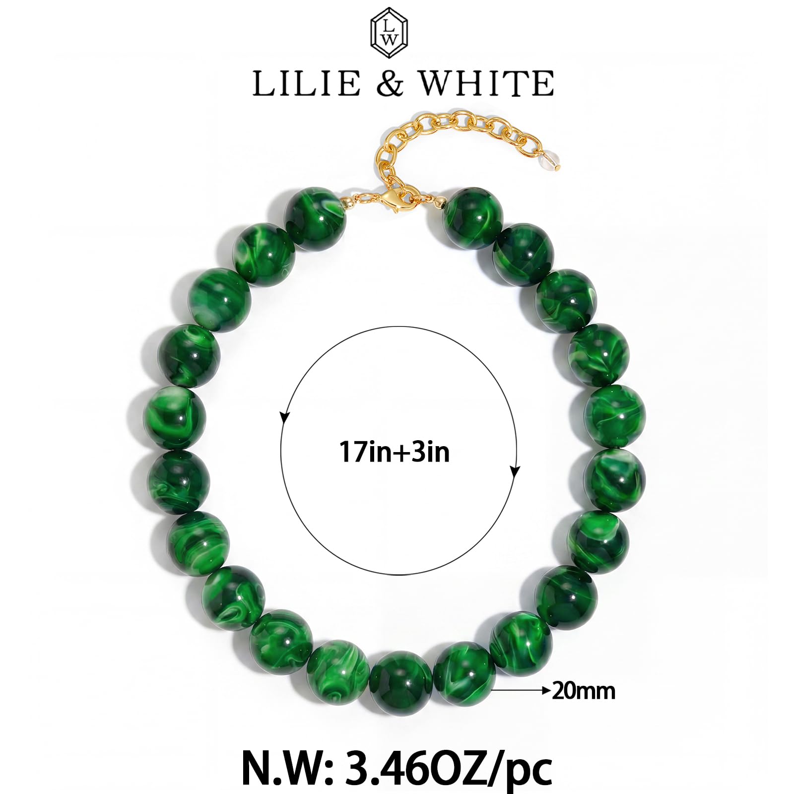 LILIE&WHITE Colorful Chunky Bead Necklaces For Women Trendy Boho Collar Statement Necklace Choker Summer Beach Jewelry Birthday Gift For Her