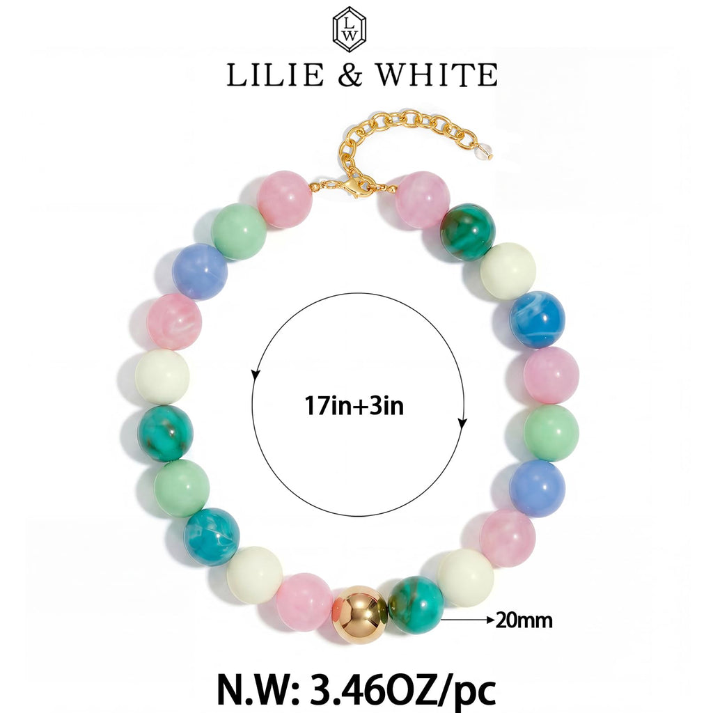 LILIE&WHITE Colorful Chunky Bead Necklaces For Women Trendy Boho Collar Statement Necklace Choker Summer Beach Jewelry Birthday Gift For Her