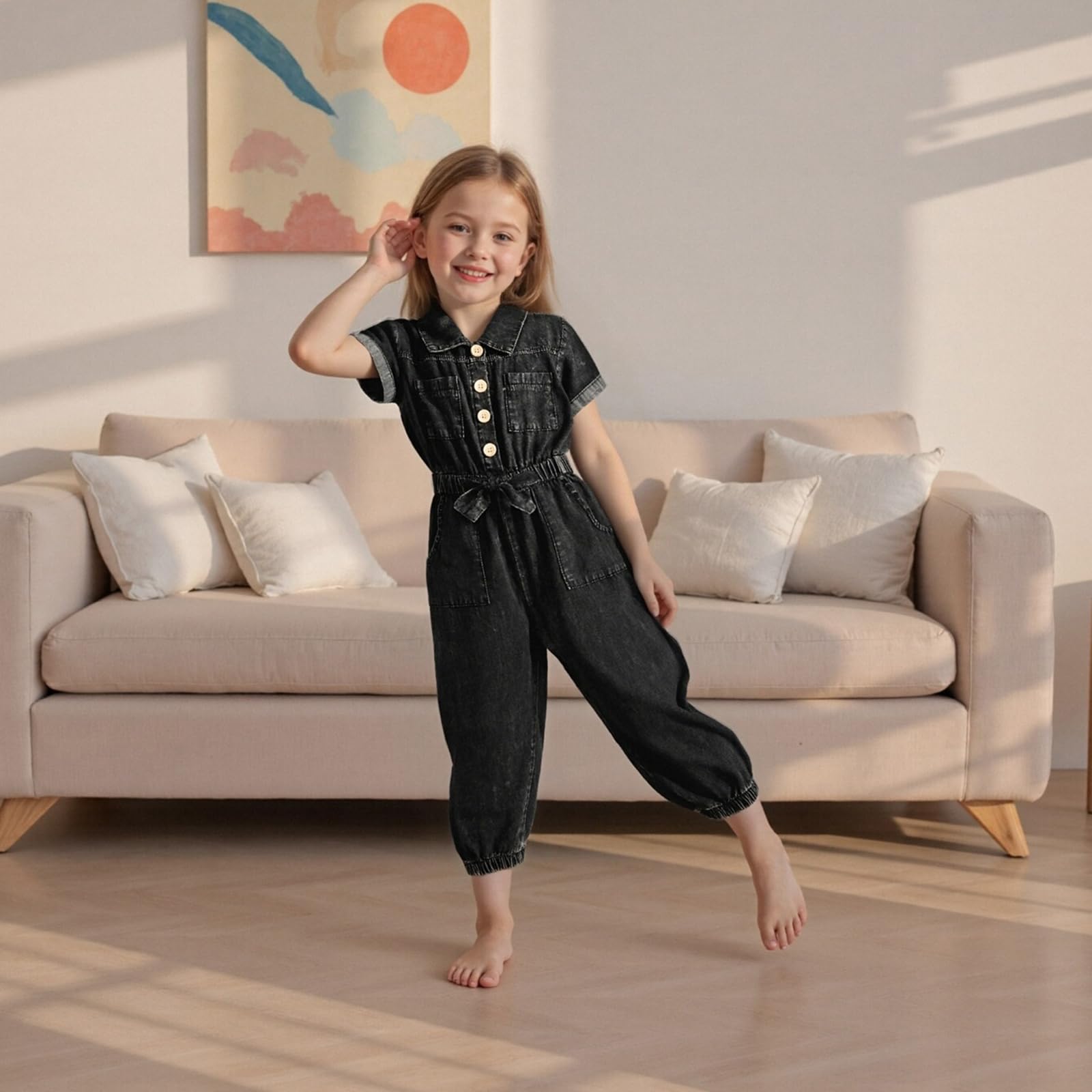 Summer Toddler Girl Jumpsuit Shorts Little Girl Overalls Clothes Baby Jean Romper Jumpsuit One Piece Outfit