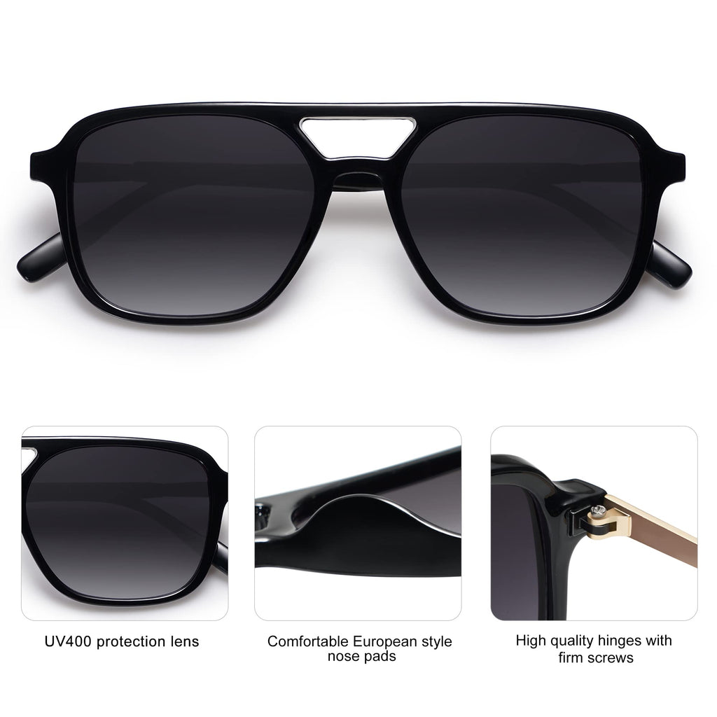 SOJOS Retro Aviator Sunglasses for Women Men,Trendy Rectangle Womens Mens Shades Sun Glasses SJ2202