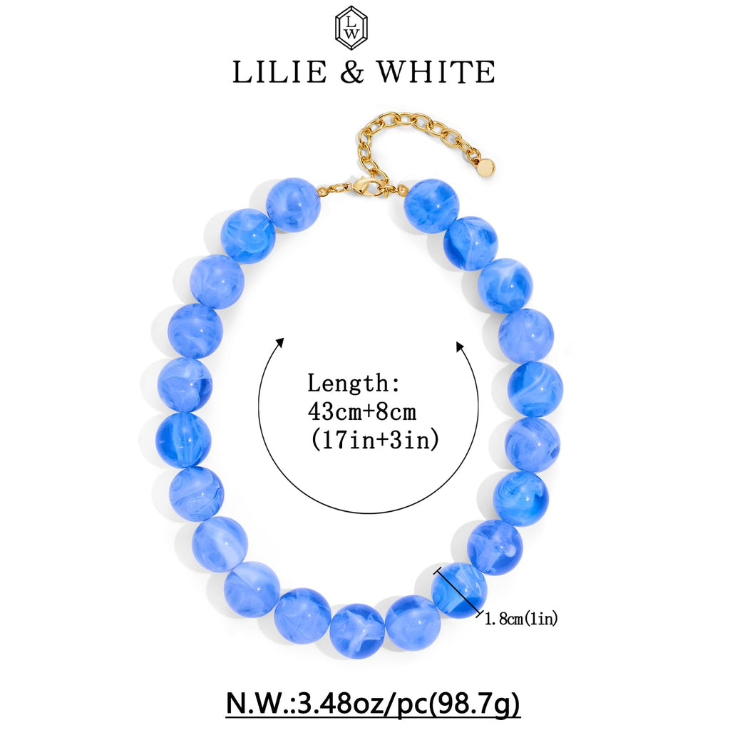 LILIE&WHITE Colorful Chunky Bead Necklaces For Women Trendy Boho Collar Statement Necklace Choker Summer Beach Jewelry Birthday Gift For Her