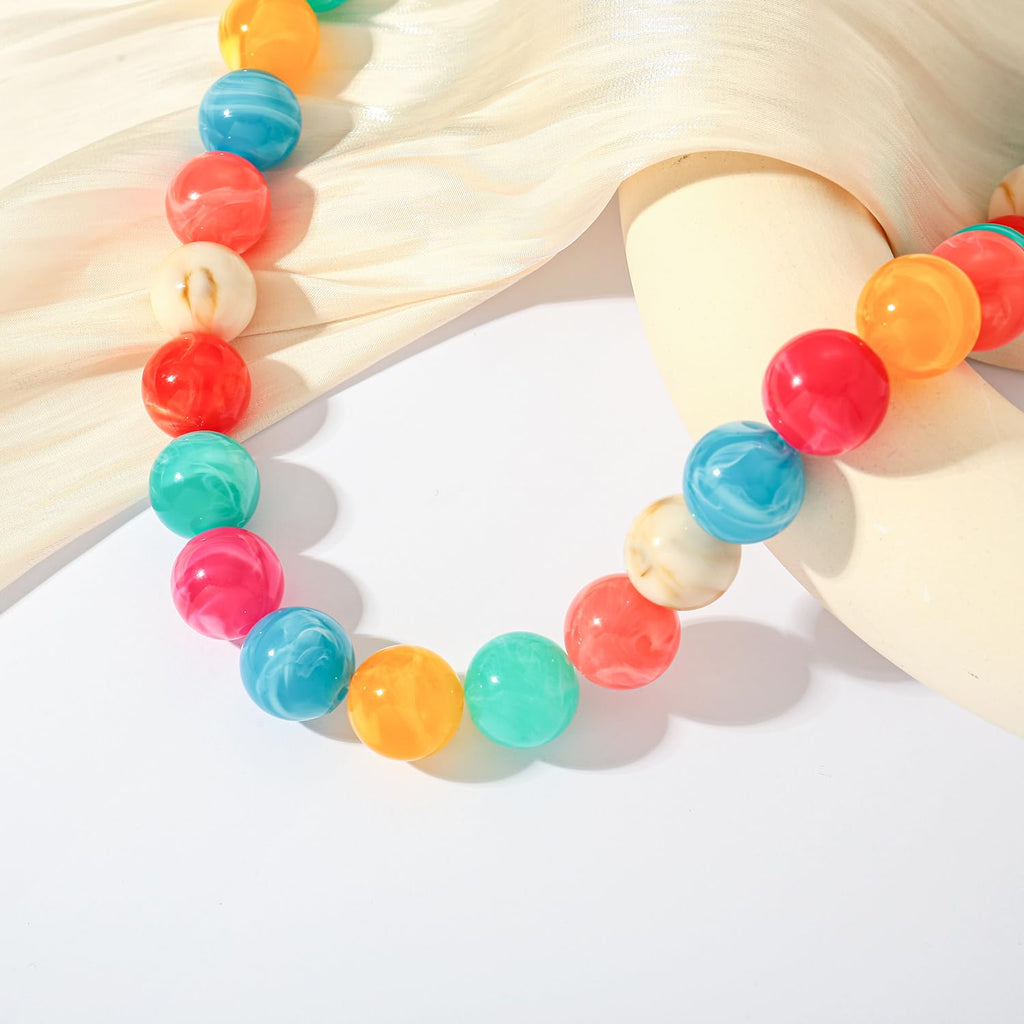 LILIE&WHITE Colorful Chunky Bead Necklaces For Women Trendy Boho Collar Statement Necklace Choker Summer Beach Jewelry Birthday Gift For Her