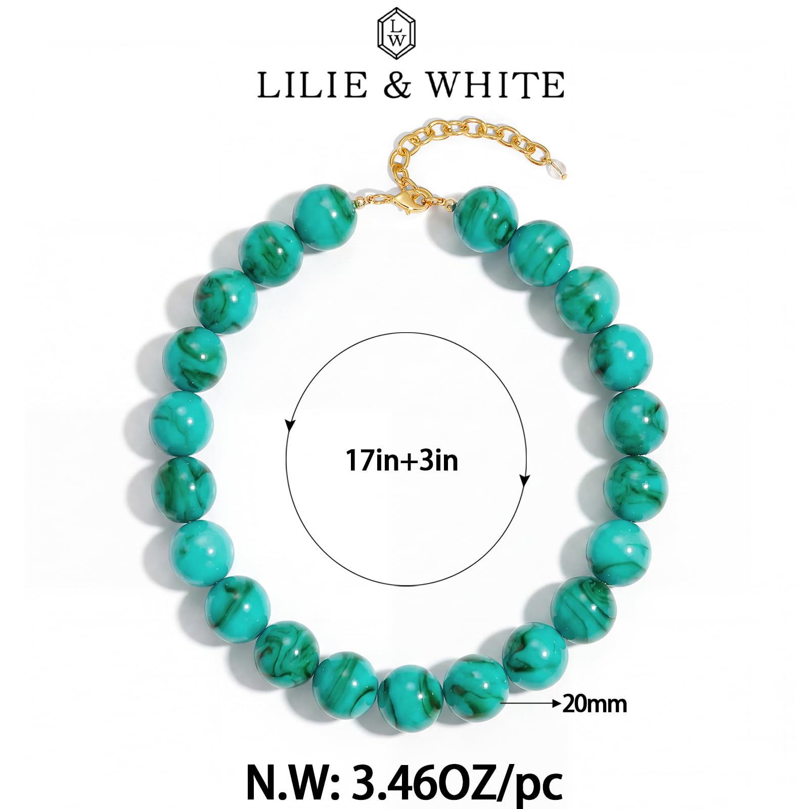 LILIE&WHITE Colorful Chunky Bead Necklaces For Women Trendy Boho Collar Statement Necklace Choker Summer Beach Jewelry Birthday Gift For Her