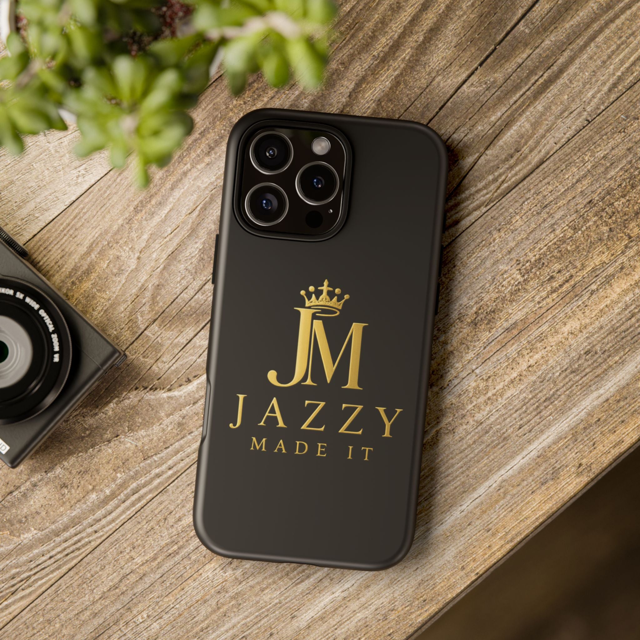 Phone Case — "Jazzy Made It" Black & Gold Tough Case