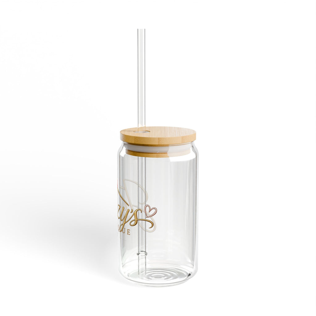 Glass Sipper Cup — Jazzy's Boutique Logo 16oz Reusable Straw Tumbler