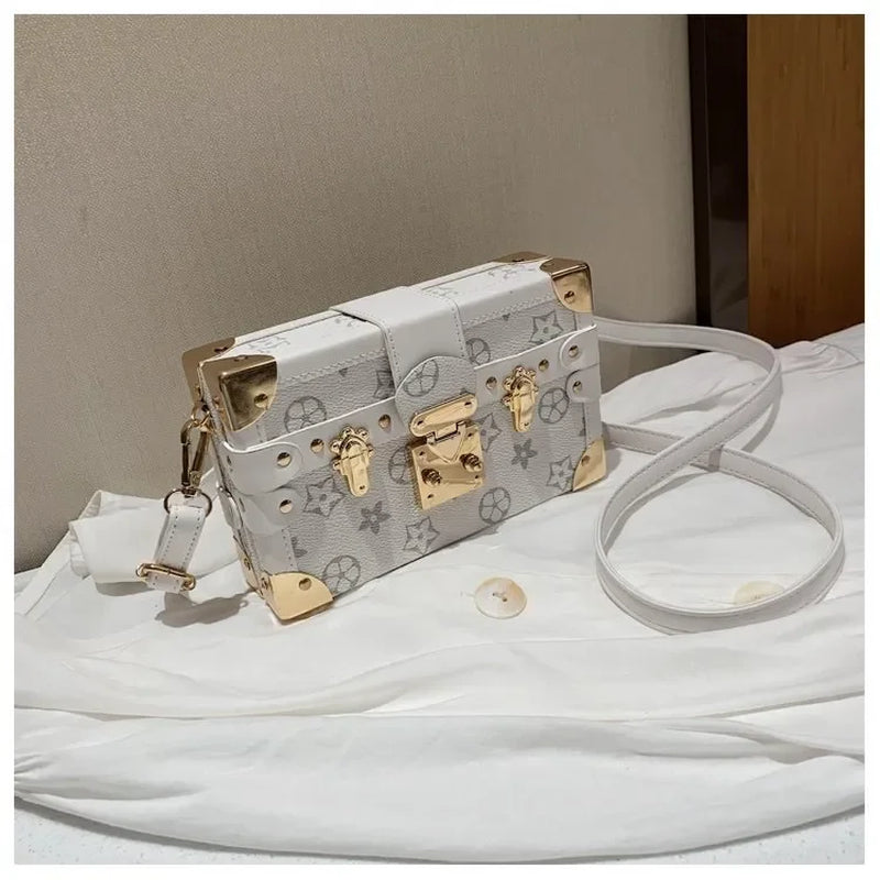 Vintage Printed Ladies Box Bag High Appearance Level New Luxury Retro Bag Flower Printed Square Bag Single Shoulder Ladies Bag W