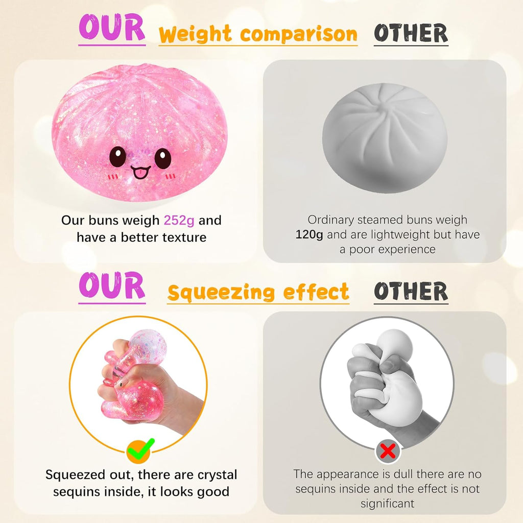 Sugar Dumpling Squishy,Viral Bao Bun Squishy Dumling Mystery Box,Stress Relief Fidget Squeeze Toy for Holiday & Birthday Gifts (Pink)
