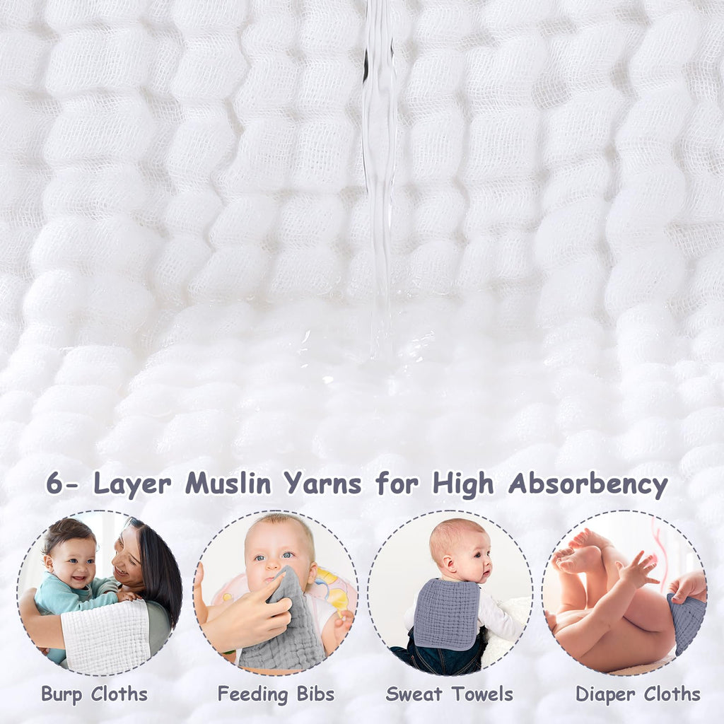 Looxii Muslin Burp Cloths Baby Girl 6 Pack - 20" x 10" - Ultra Soft & Absorbent, 6-Layer 100% Cotton for Spit Up & Drool- Gentle Baby Burping Cloth, Newborn Essentials Shower Gift Girl, Gradient Pink