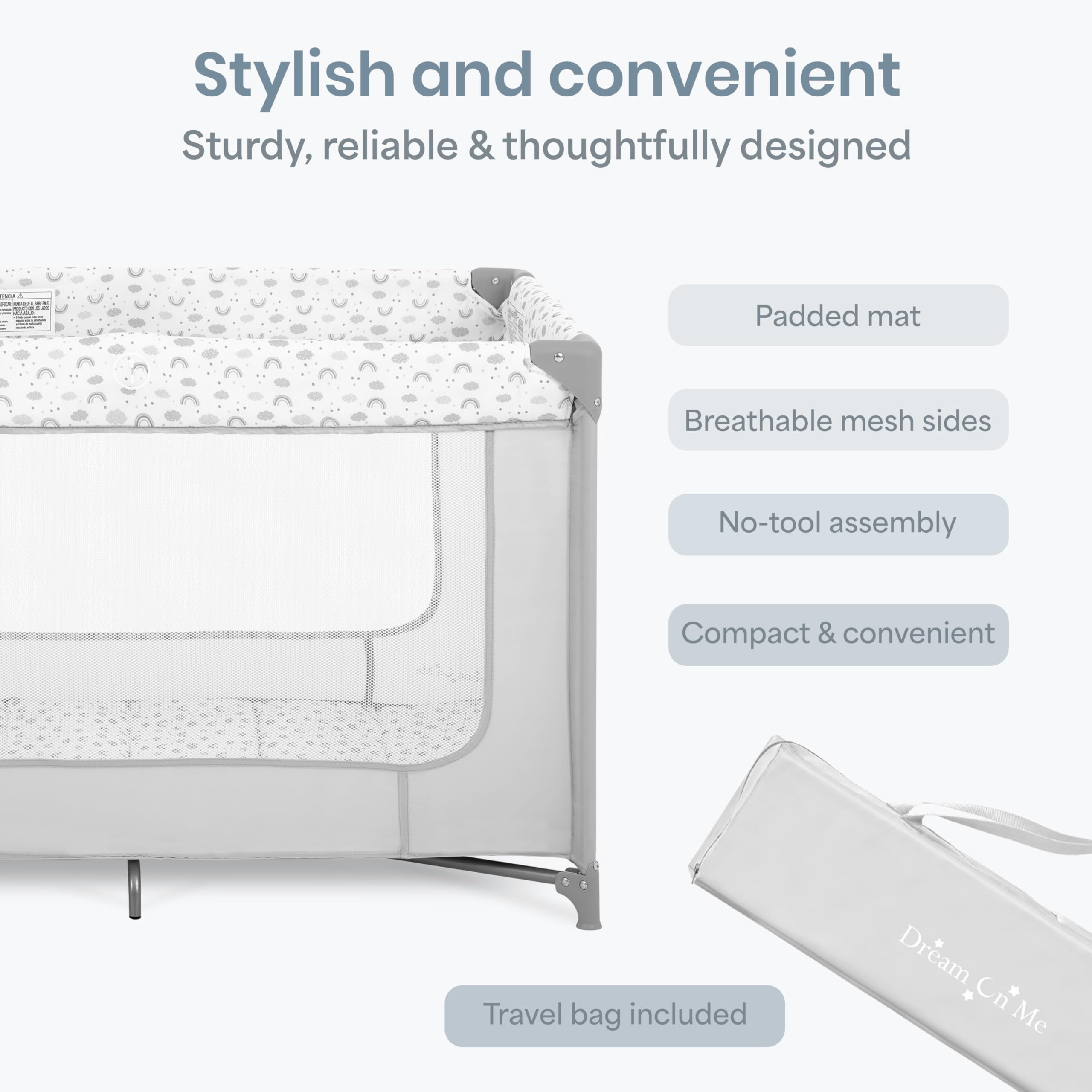 Dream On Me Zodiak Baby Playard, Breathable Mesh Sides, Soft Comfortable Mattress, Quick & Easy to Fold with Travel Carry Bag, Compact Space Saving Design - Cool Grey