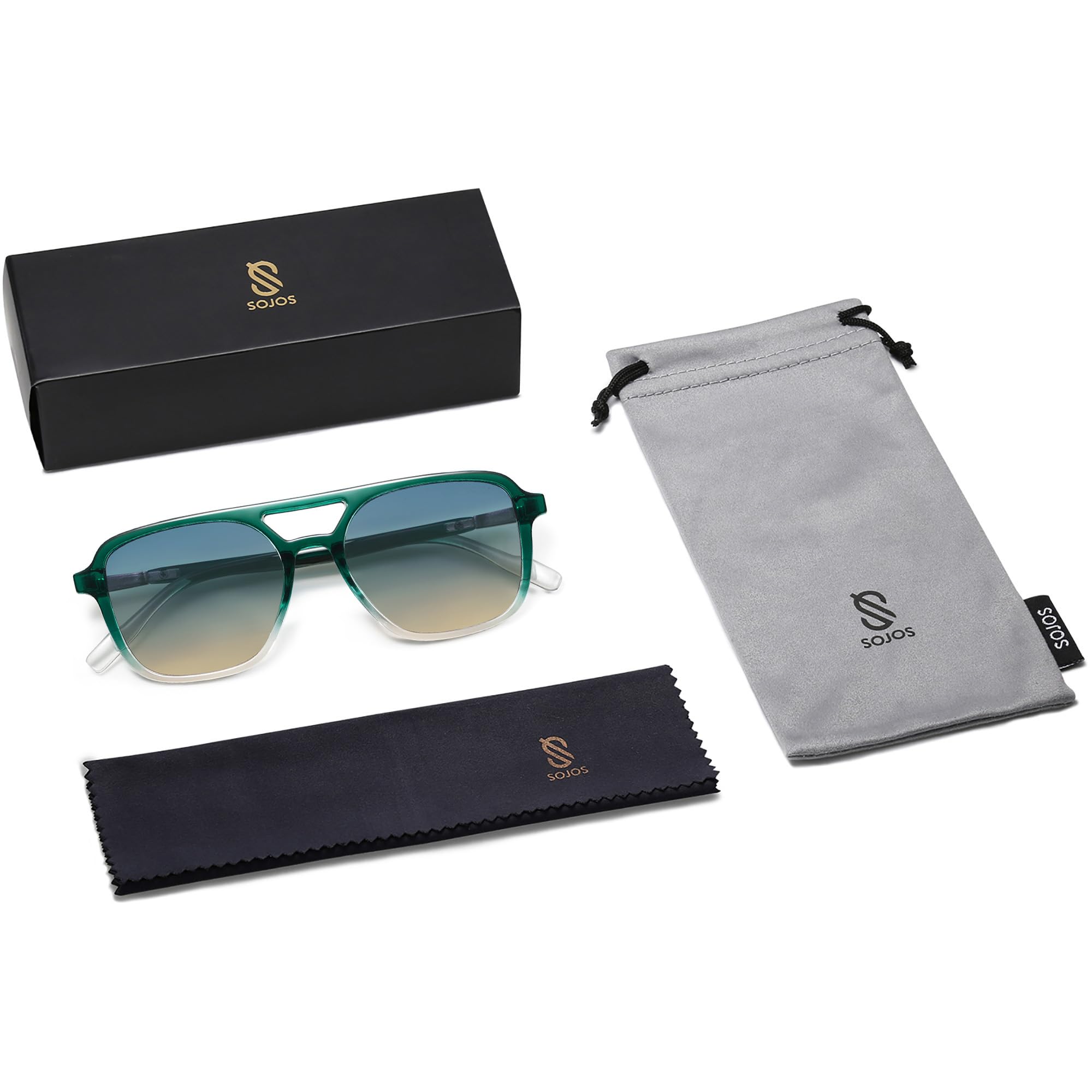 SOJOS Retro Aviator Sunglasses for Women Men,Trendy Rectangle Womens Mens Shades Sun Glasses SJ2202