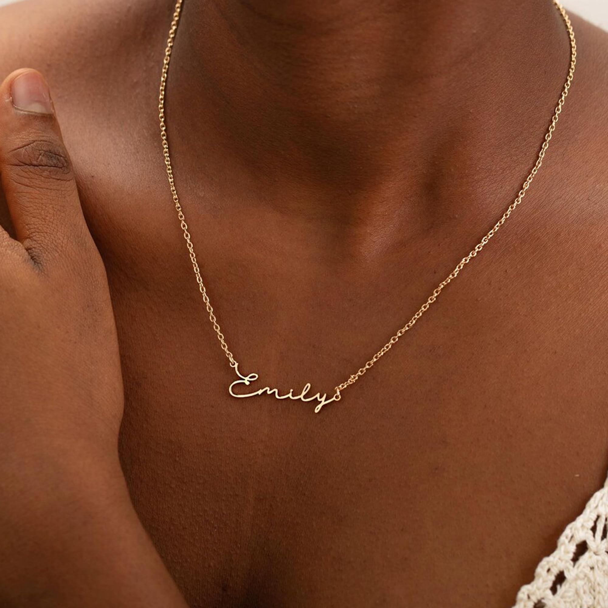 Elemtansy Mothers Day Custom Name Necklace for Women, Multiple Name Personalized 18K Gold Plated Handmade Family Necklace, Customized Jewelry Birthday Gift for Mom