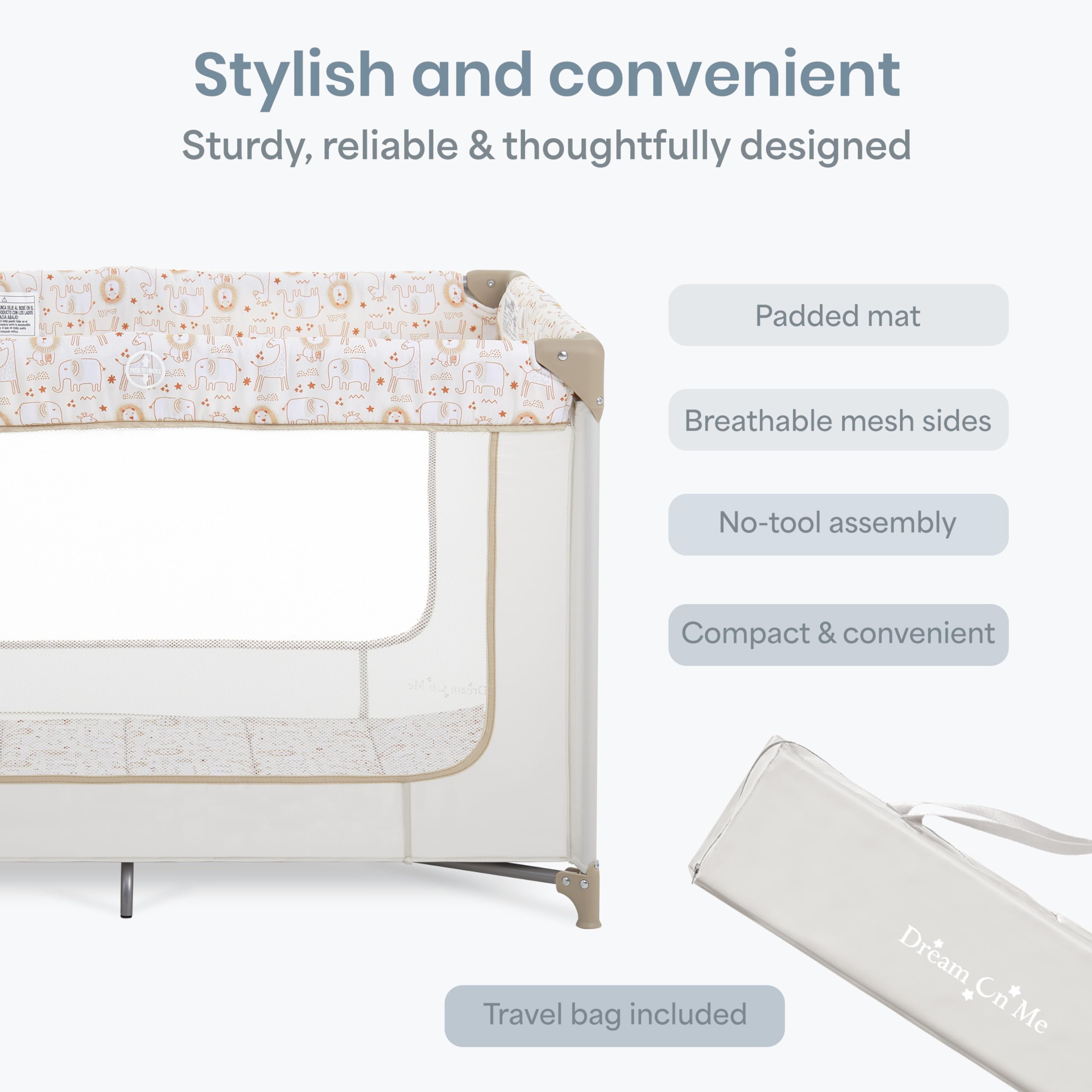 Dream On Me Zodiak Baby Playard, Breathable Mesh Sides, Soft Comfortable Mattress, Quick & Easy to Fold with Travel Carry Bag, Compact Space Saving Design - Cool Grey