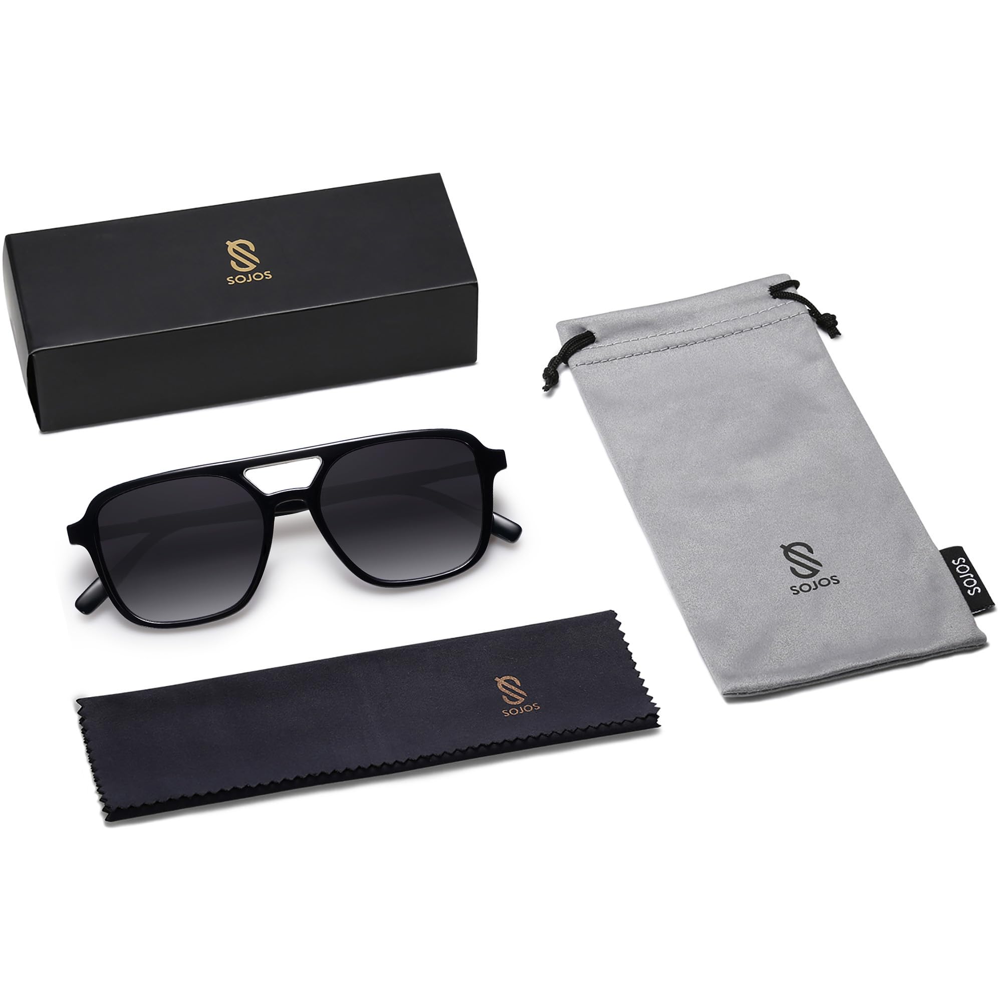 SOJOS Retro Aviator Sunglasses for Women Men,Trendy Rectangle Womens Mens Shades Sun Glasses SJ2202
