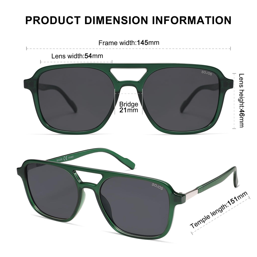 SOJOS Retro Aviator Sunglasses for Women Men,Trendy Rectangle Womens Mens Shades Sun Glasses SJ2202