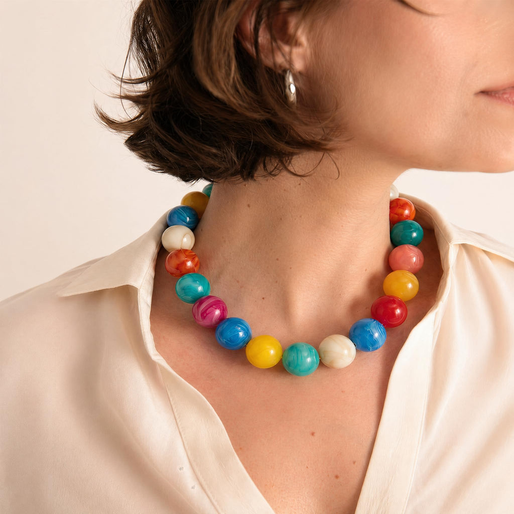 LILIE&WHITE Colorful Chunky Bead Necklaces For Women Trendy Boho Collar Statement Necklace Choker Summer Beach Jewelry Birthday Gift For Her