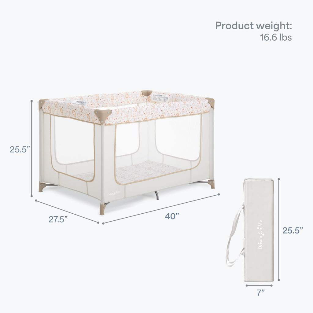 Dream On Me Zodiak Baby Playard, Breathable Mesh Sides, Soft Comfortable Mattress, Quick & Easy to Fold with Travel Carry Bag, Compact Space Saving Design - Cool Grey