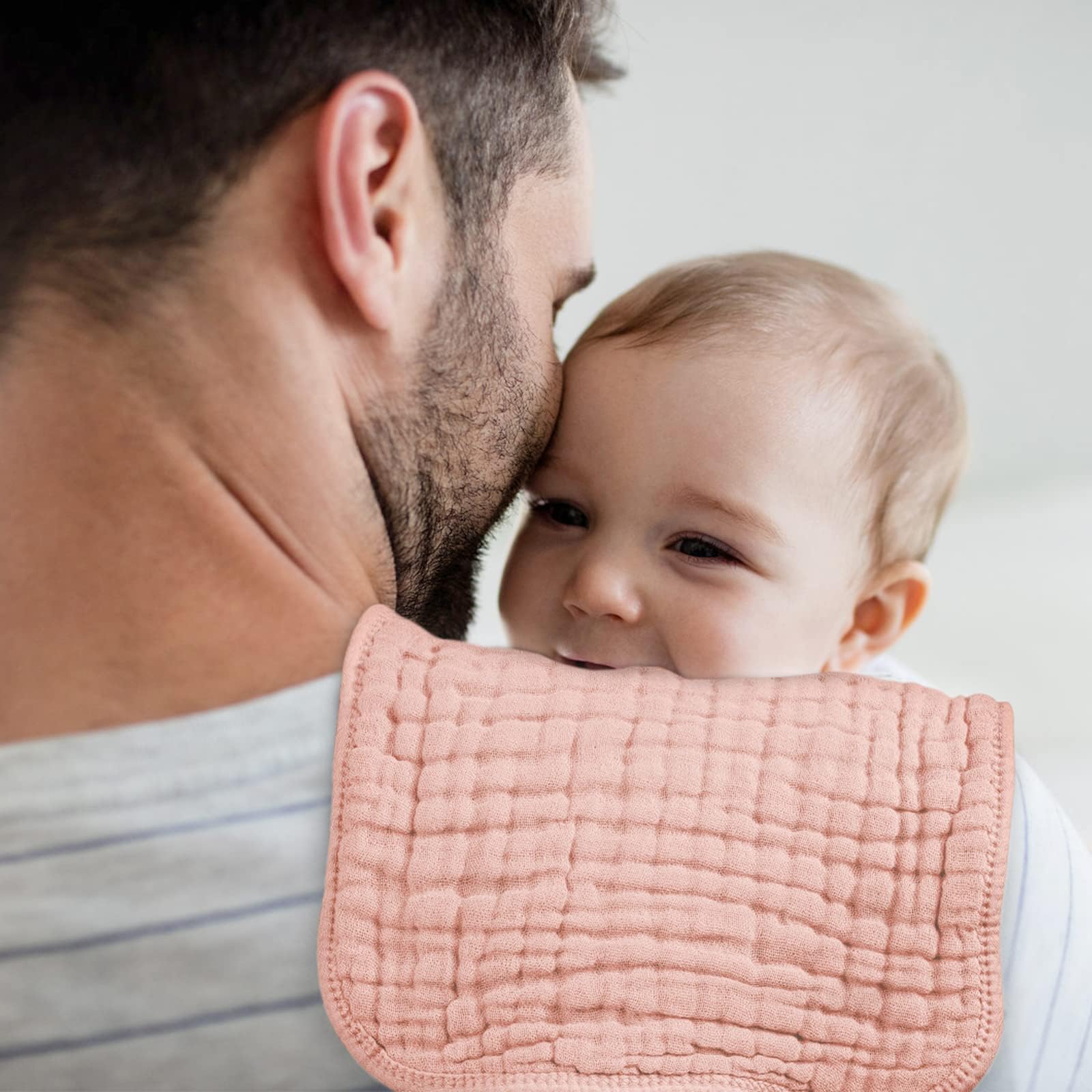 Looxii Muslin Burp Cloths Baby Girl 6 Pack - 20" x 10" - Ultra Soft & Absorbent, 6-Layer 100% Cotton for Spit Up & Drool- Gentle Baby Burping Cloth, Newborn Essentials Shower Gift Girl, Gradient Pink
