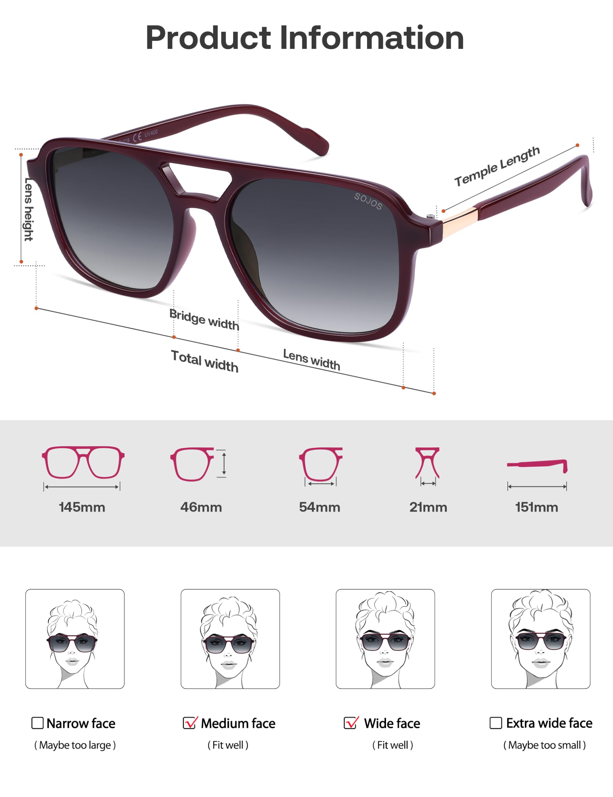 SOJOS Retro Aviator Sunglasses for Women Men,Trendy Rectangle Womens Mens Shades Sun Glasses SJ2202