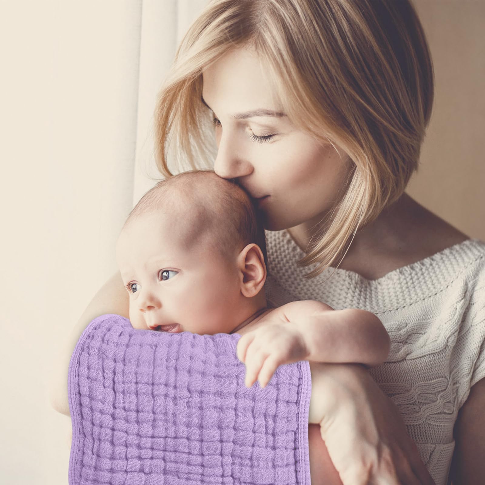Looxii Muslin Burp Cloths Baby Girl 6 Pack - 20" x 10" - Ultra Soft & Absorbent, 6-Layer 100% Cotton for Spit Up & Drool- Gentle Baby Burping Cloth, Newborn Essentials Shower Gift Girl, Gradient Pink