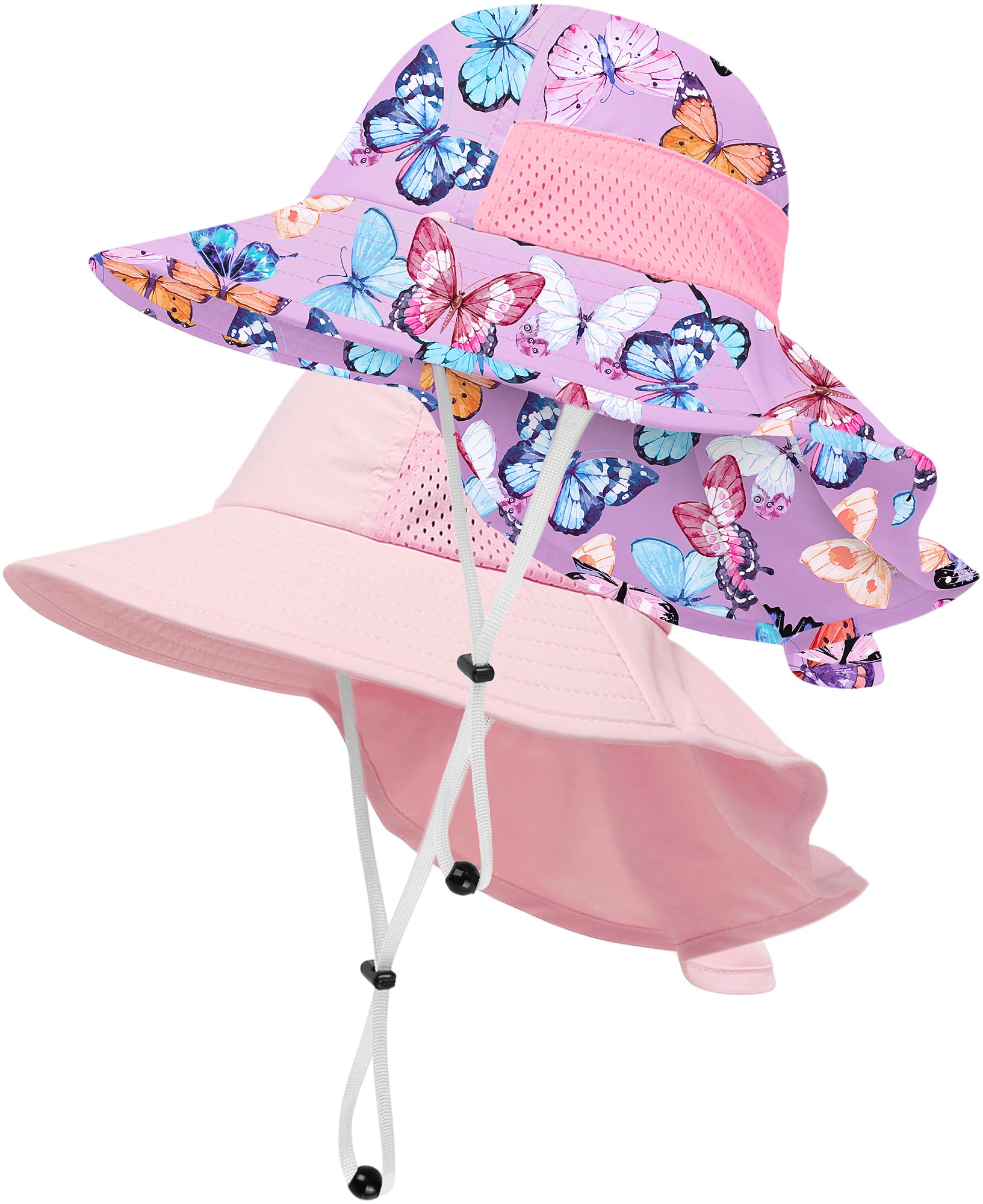 Toddler Baby Sun Hat Kids Summer Beach Essentials Adjustable Beach Hats with Bucket Wide Brim for Boys Girls Age 0-14 Years