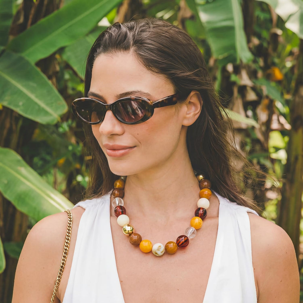LILIE&WHITE Colorful Chunky Bead Necklaces For Women Trendy Boho Collar Statement Necklace Choker Summer Beach Jewelry Birthday Gift For Her