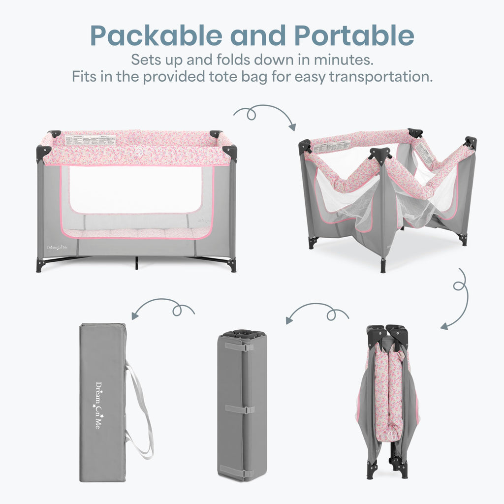 Dream On Me Zodiak Baby Playard, Breathable Mesh Sides, Soft Comfortable Mattress, Quick & Easy to Fold with Travel Carry Bag, Compact Space Saving Design - Cool Grey