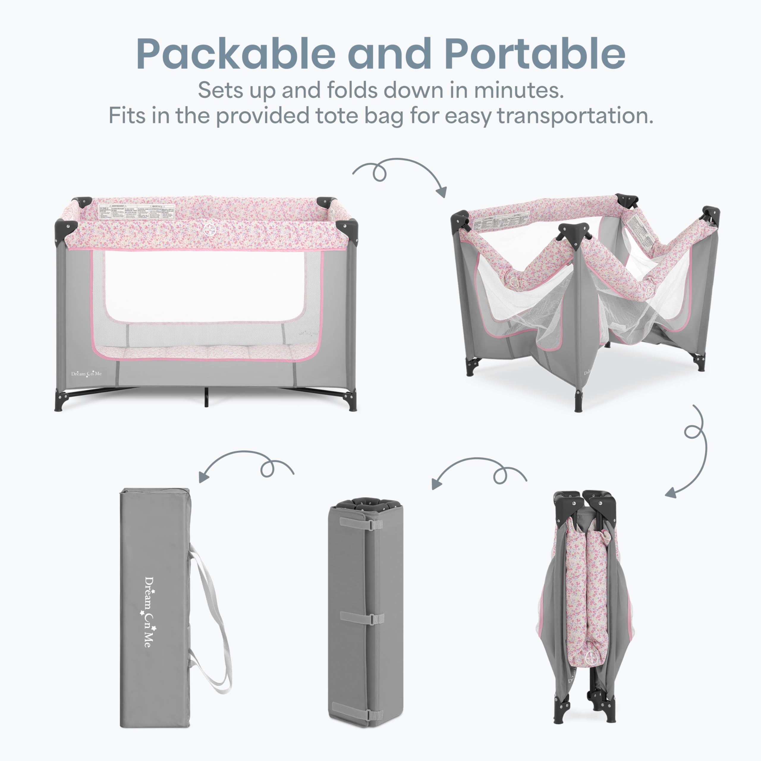 Dream On Me Zodiak Baby Playard, Breathable Mesh Sides, Soft Comfortable Mattress, Quick & Easy to Fold with Travel Carry Bag, Compact Space Saving Design - Cool Grey