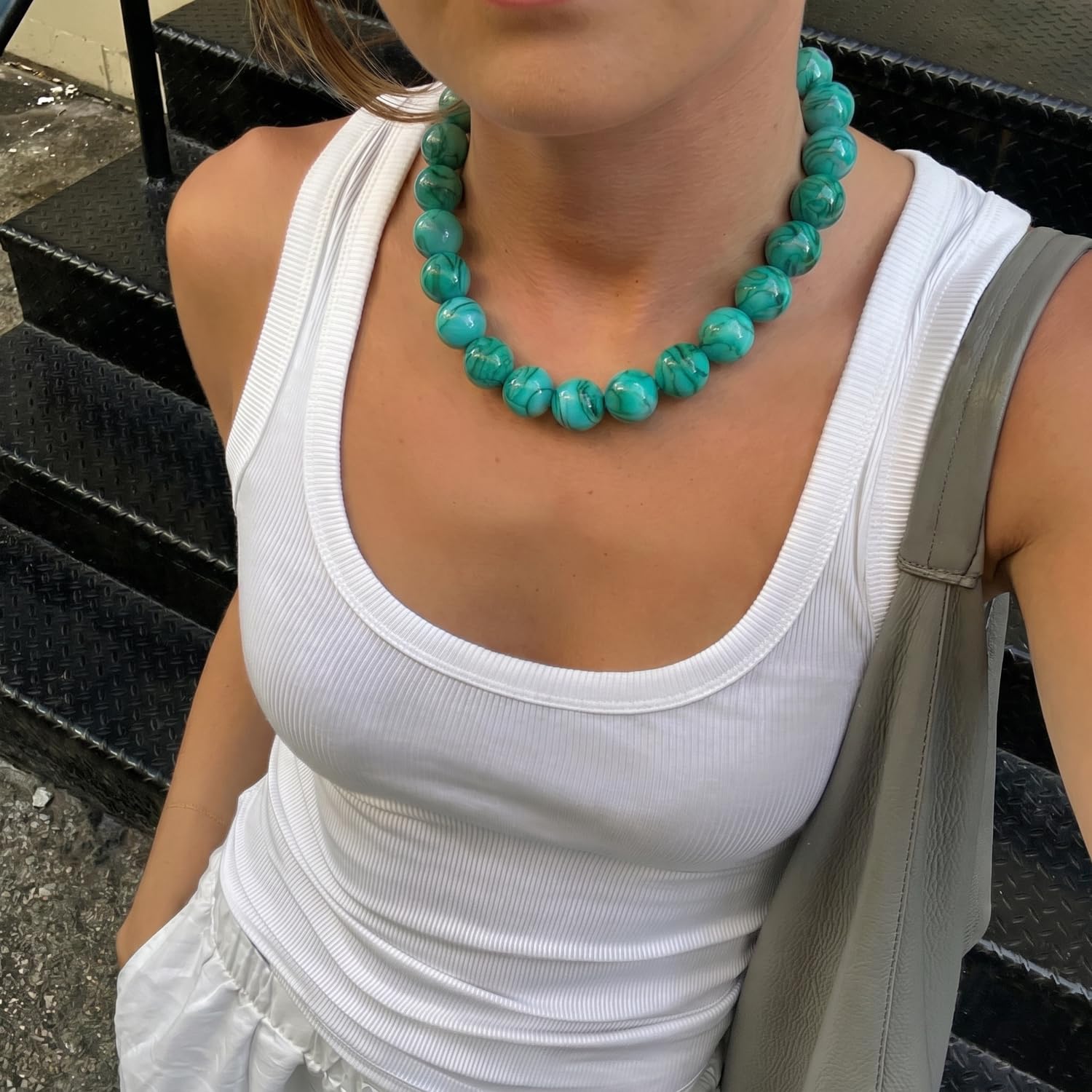 LILIE&WHITE Colorful Chunky Bead Necklaces For Women Trendy Boho Collar Statement Necklace Choker Summer Beach Jewelry Birthday Gift For Her